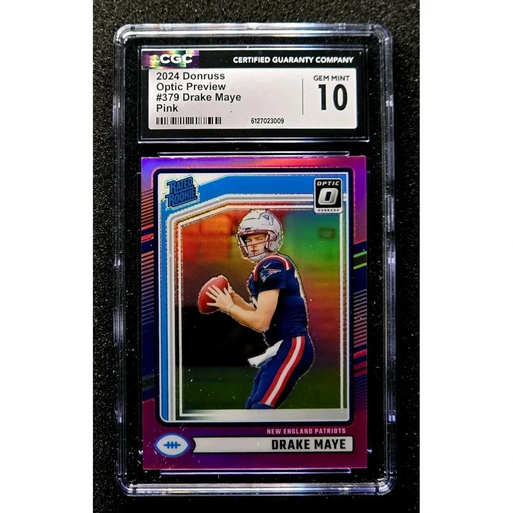 2024 Drake Maye #379 Panini Donruss Optic Preview Pink Prizm (RC) CGC 10